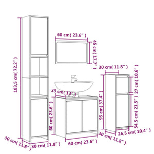 vidaXL 4 Piece Bathroom Furniture Set Smoked Oak Engineered Wood