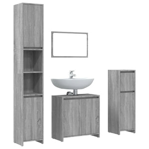 vidaXL 4 Piece Bathroom Furniture Set Grey Sonoma Engineered Wood