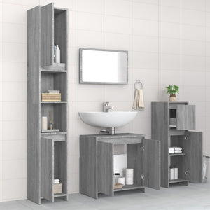 vidaXL 4 Piece Bathroom Furniture Set Grey Sonoma Engineered Wood