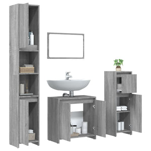 vidaXL 4 Piece Bathroom Furniture Set Grey Sonoma Engineered Wood