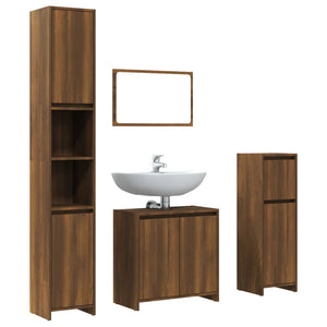 vidaXL 4 Piece Bathroom Furniture Set Brown Oak Engineered Wood