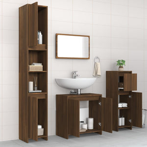 vidaXL 4 Piece Bathroom Furniture Set Brown Oak Engineered Wood