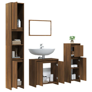 vidaXL 4 Piece Bathroom Furniture Set Brown Oak Engineered Wood