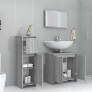 vidaXL 3 Piece Bathroom Furniture Set Grey Sonoma Engineered Wood