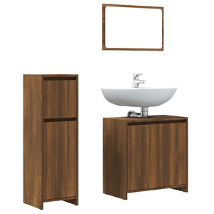 vidaXL 3 Piece Bathroom Furniture Set Brown Oak Engineered Wood