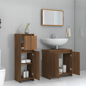 vidaXL 3 Piece Bathroom Furniture Set Brown Oak Engineered Wood