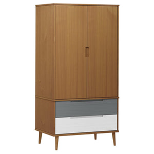 vidaXL Wardrobe MOLDE Brown 90x55x175 cm Solid Wood Pine