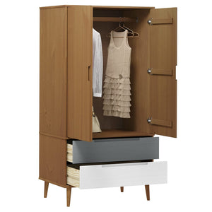 vidaXL Wardrobe MOLDE Brown 90x55x175 cm Solid Wood Pine