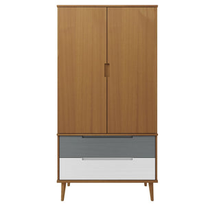 vidaXL Wardrobe MOLDE Brown 90x55x175 cm Solid Wood Pine