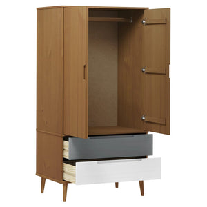 vidaXL Wardrobe MOLDE Brown 90x55x175 cm Solid Wood Pine