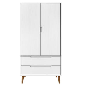 vidaXL Wardrobe MOLDE White 90x55x175 cm Solid Wood Pine