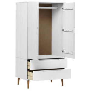 vidaXL Wardrobe MOLDE White 90x55x175 cm Solid Wood Pine