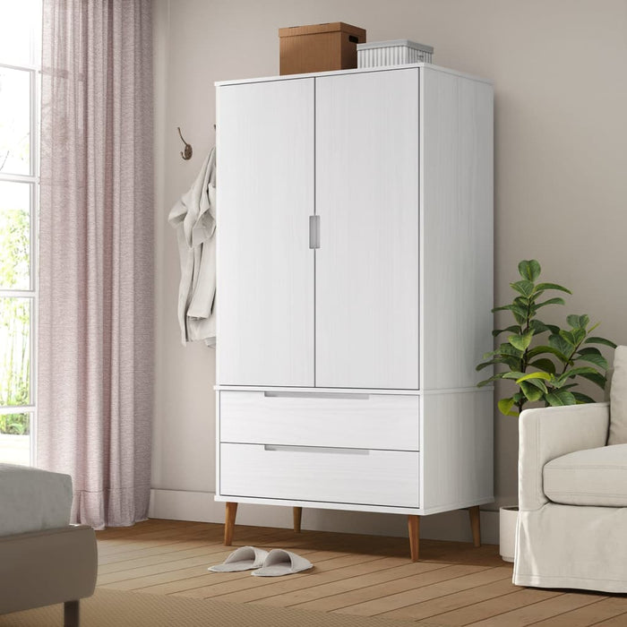 vidaXL Wardrobe MOLDE White 90x55x175 cm Solid Wood Pine