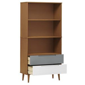 vidaXL Bookcase MOLDE Brown 85x35x170,5 cm Solid Wood Pine