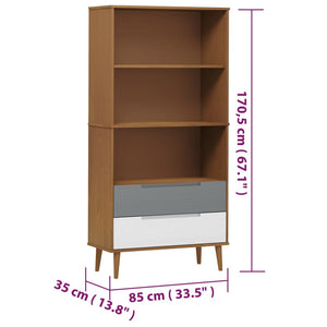 vidaXL Bookcase MOLDE Brown 85x35x170,5 cm Solid Wood Pine