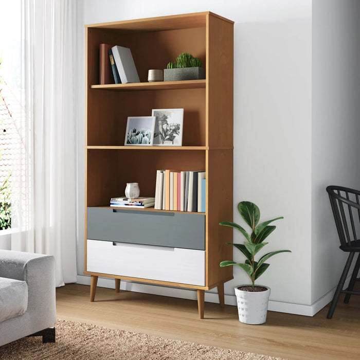 vidaXL Bookcase MOLDE Brown 85x35x170,5 cm Solid Wood Pine