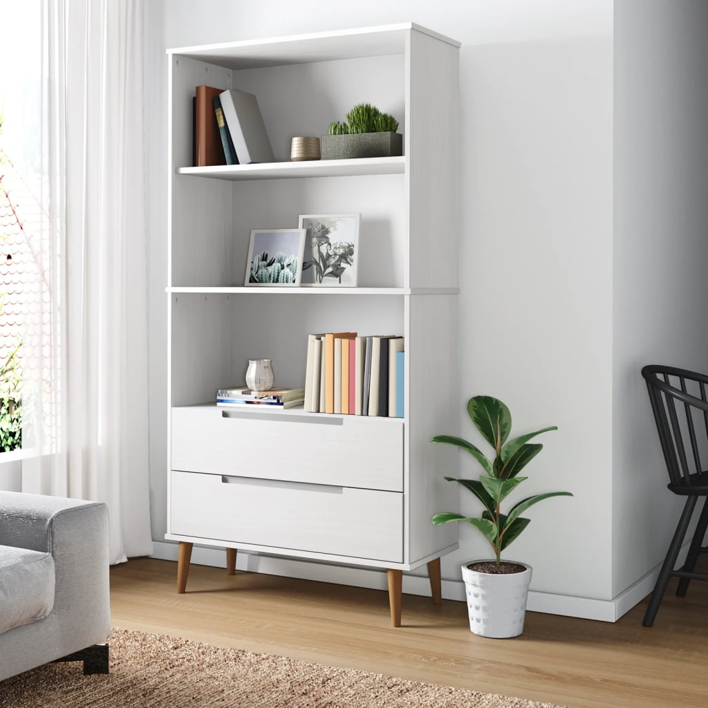 vidaXL Bookcase MOLDE White 85x35x170,5 cm Solid Wood Pine