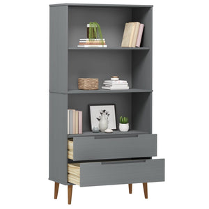 vidaXL Bookcase MOLDE Grey 85x35x170,5 cm Solid Wood Pine