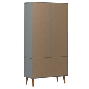 vidaXL Vitrine Cabinet MOLDE Grey 90x35x175 cm Solid Wood Pine