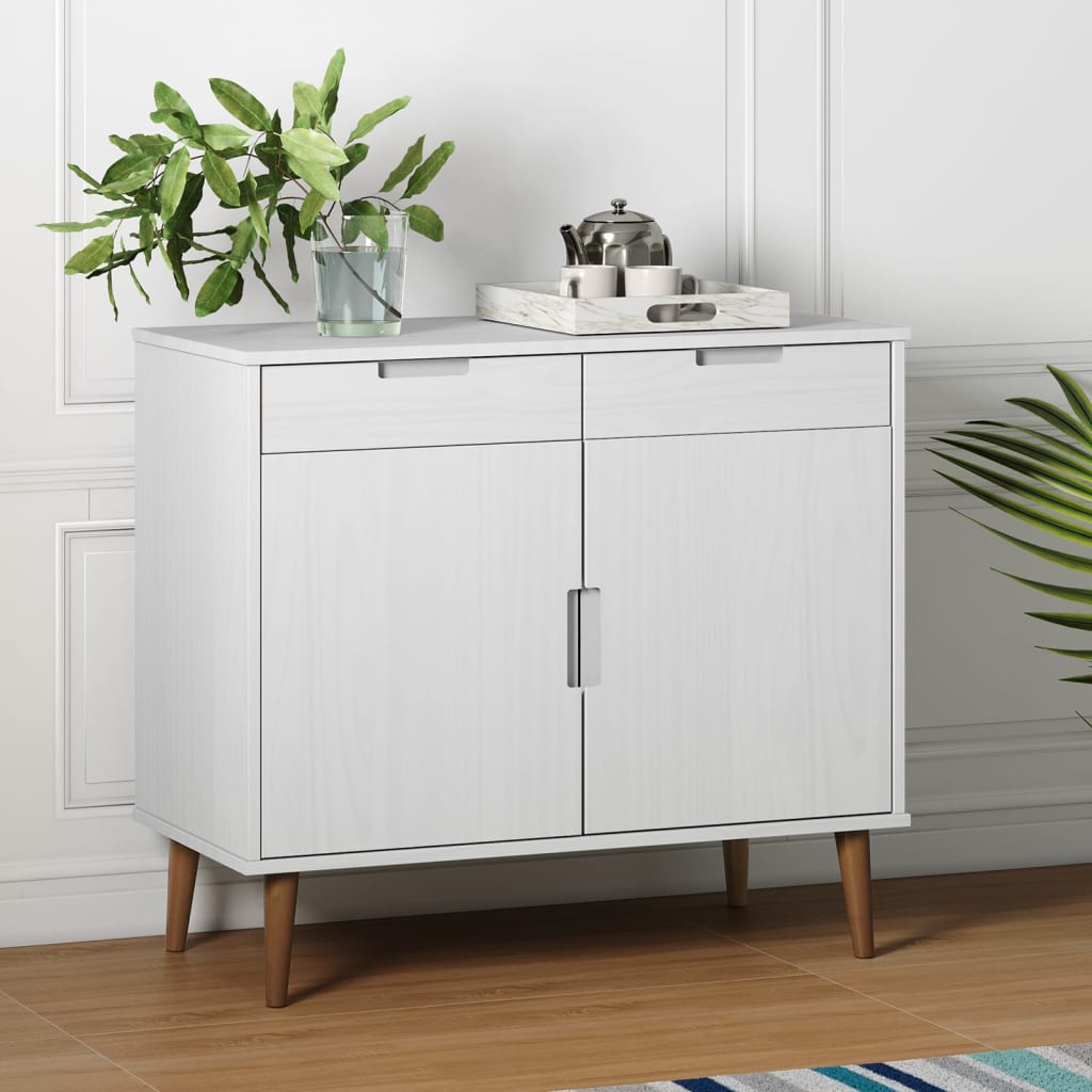 vidaXL Sideboard MOLDE White 90x40x80 cm Solid Wood Pine