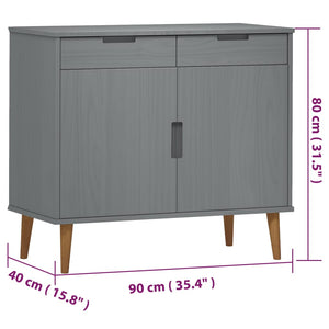 vidaXL Sideboard MOLDE Grey 90x40x80 cm Solid Wood Pine