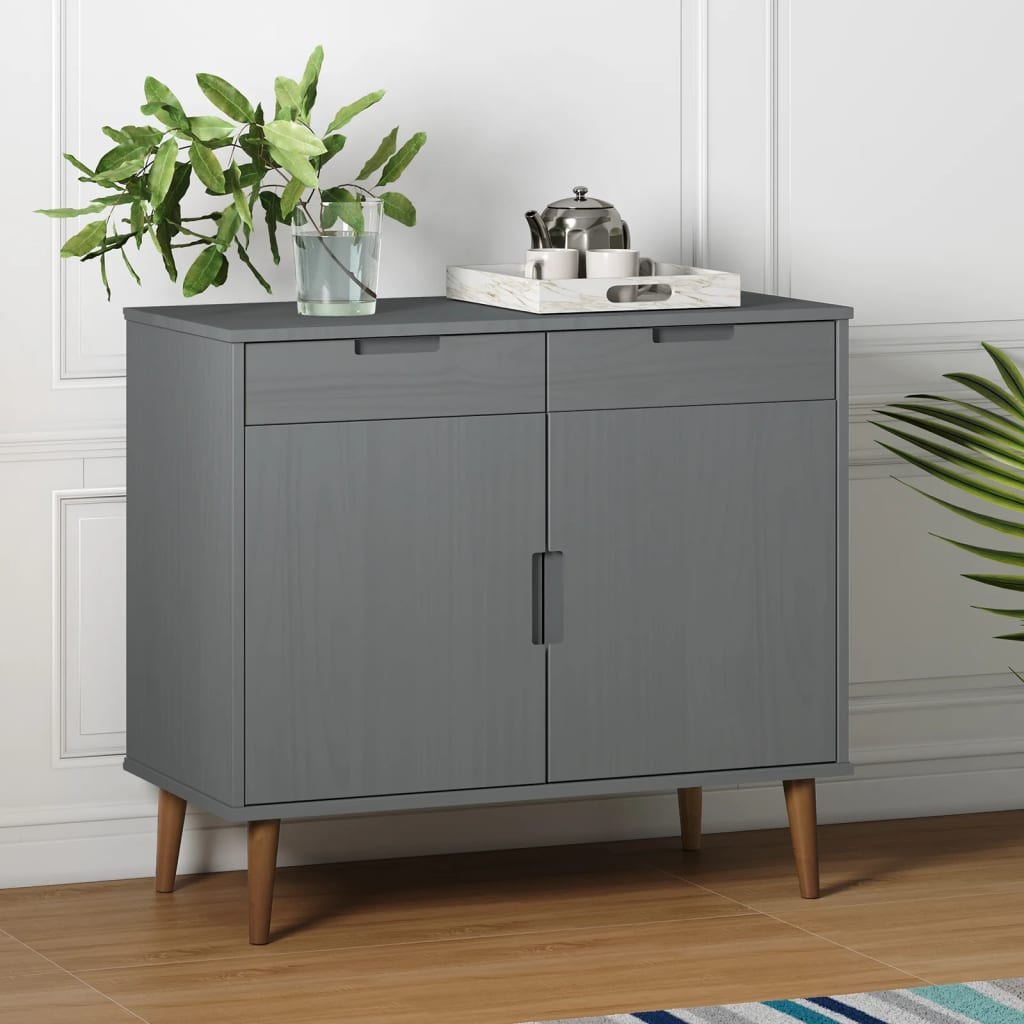 vidaXL Sideboard MOLDE Grey 90x40x80 cm Solid Wood Pine