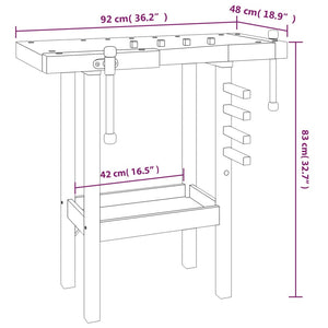 vidaXL Workbench with Vices 92x48x83 cm Solid Wood Acacia