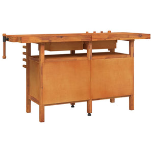 vidaXL Workbench with Drawers and Vices 162x62x83 cm Solid Wood Acacia