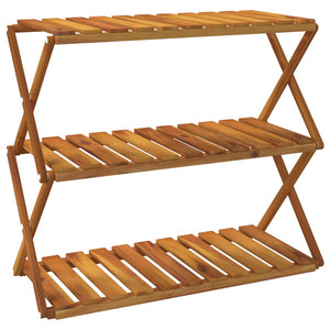 vidaXL 3-Tier Folding Shelf Brown 70x31x63 cm Solid Wood Acacia