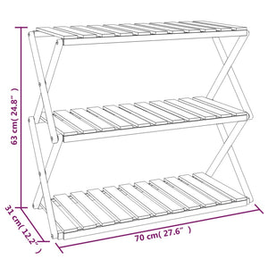 vidaXL 3-Tier Folding Shelf Brown 70x31x63 cm Solid Wood Acacia