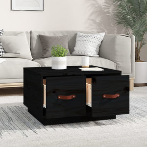 vidaXL Coffee Table Black 60x53x35 cm Solid Wood Pine