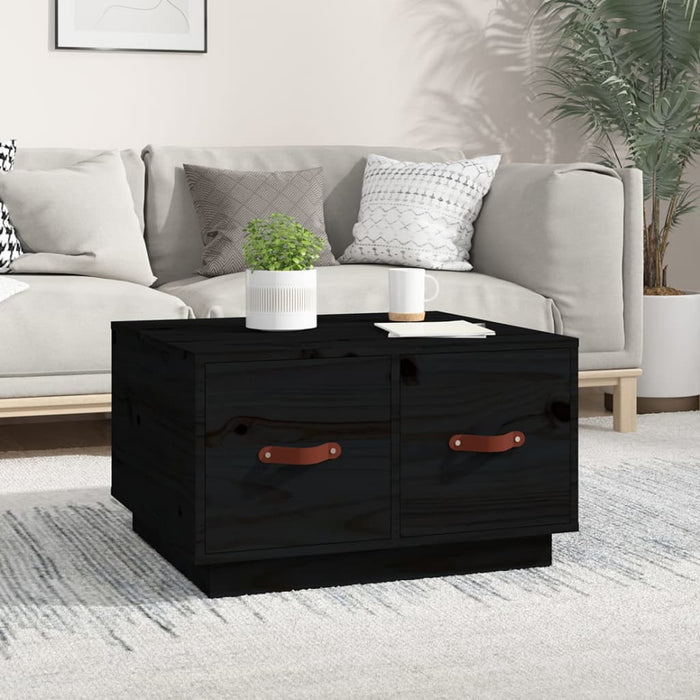 vidaXL Coffee Table Black 60x53x35 cm Solid Wood Pine