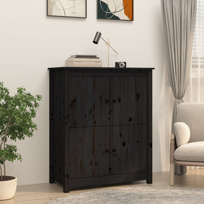 vidaXL Sideboard Black 83x41.5x100 cm Solid Wood Pine