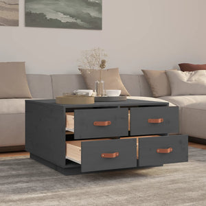 vidaXL Coffee Table Grey 80x80x45 cm Solid Wood Pine