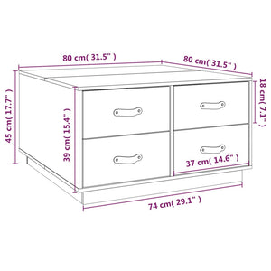 vidaXL Coffee Table Grey 80x80x45 cm Solid Wood Pine