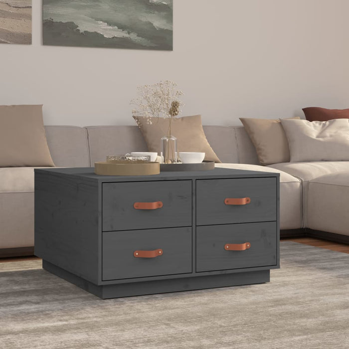 vidaXL Coffee Table Grey 80x80x45 cm Solid Wood Pine