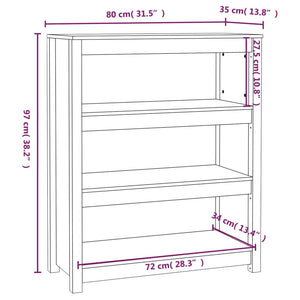 vidaXL Book Cabinet 80x35x97 cm Solid Wood Pine