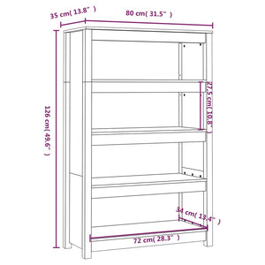 vidaXL Book Cabinet 80x35x126 cm Solid Wood Pine