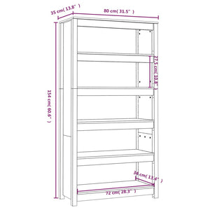 vidaXL Book Cabinet Honey Brown 80x35x154 cm Solid Wood Pine
