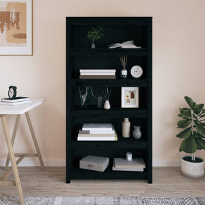 vidaXL Book Cabinet Black 80x35x154 cm Solid Wood Pine