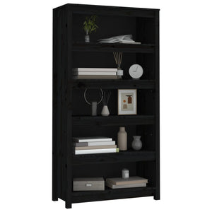 vidaXL Book Cabinet Black 80x35x154 cm Solid Wood Pine