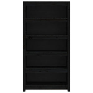 vidaXL Book Cabinet Black 80x35x154 cm Solid Wood Pine