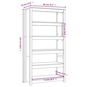 vidaXL Book Cabinet Black 80x35x154 cm Solid Wood Pine