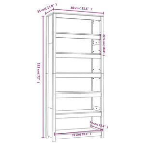 vidaXL Book Cabinet 80x35x183 cm Solid Wood Pine