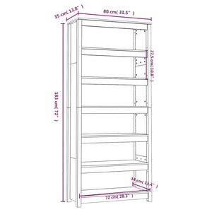 vidaXL Book Cabinet Honey Brown 80x35x183 cm Solid Wood Pine