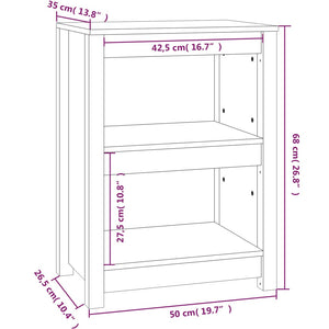 vidaXL Book Cabinet Grey 50x35x68 cm Solid Wood Pine