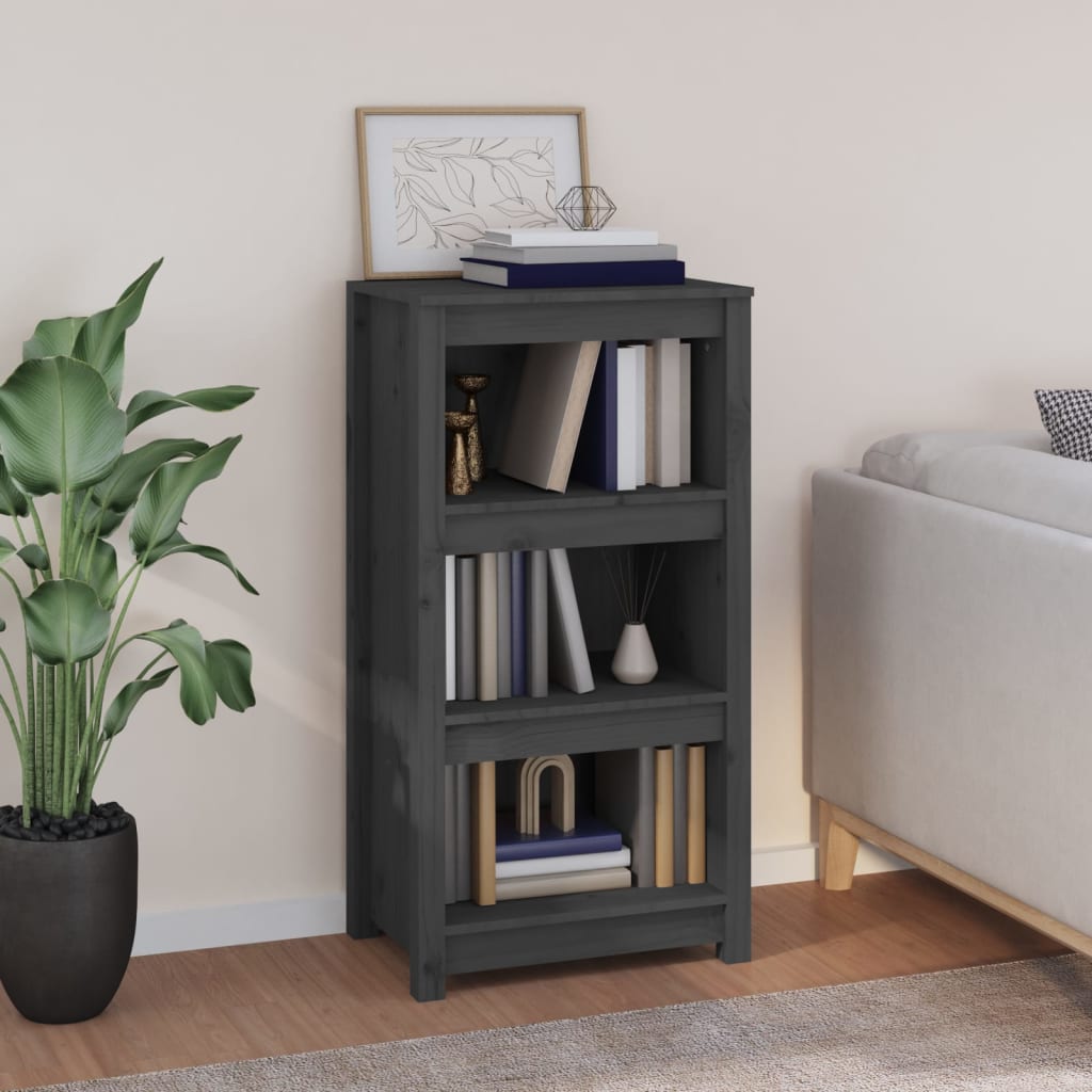 vidaXL Book Cabinet Grey 50x35x97 cm Solid Wood Pine