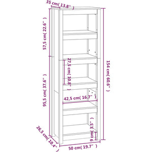 vidaXL Book Cabinet White 50x35x154 cm Solid Wood Pine