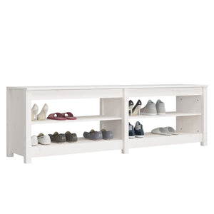 vidaXL Shoe Bench White 160x36.5x50 cm Solid Wood Pine