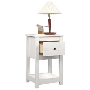 vidaXL Bedside Cabinet White 40x35x61.5 cm Solid Wood Pine